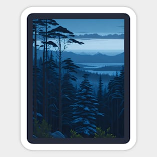 Blue Dusk Forest View #2 Sticker